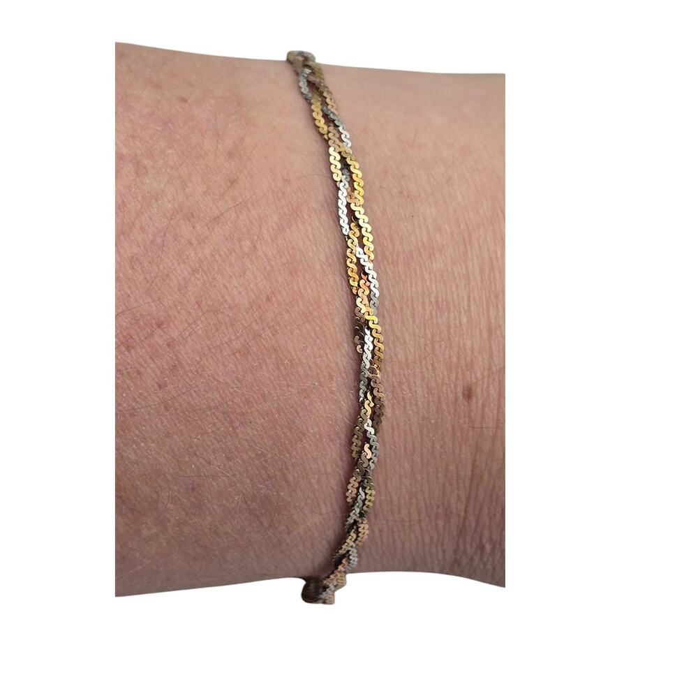 Tri-Color Braided Sterling Silver Italian Bracelet Milor Italy – Quiet Luxury